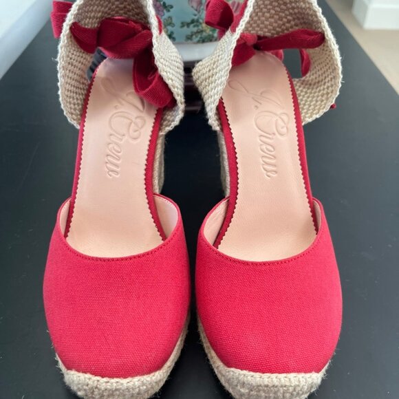 J. Crew Red Lace-Up Round-Toe Canvas Espadrilles - Picture 3 of 9